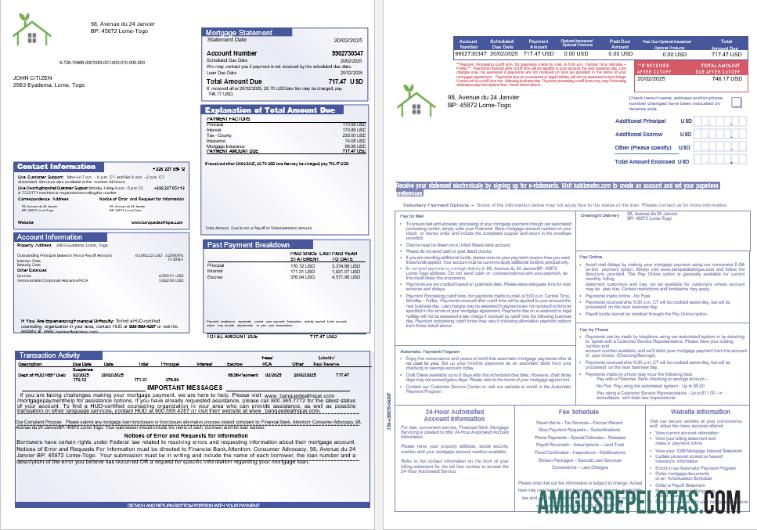 Extrato de hipoteca do Togo Financial Bank em formatos Word e PDF, 3 páginas baixar para verificação